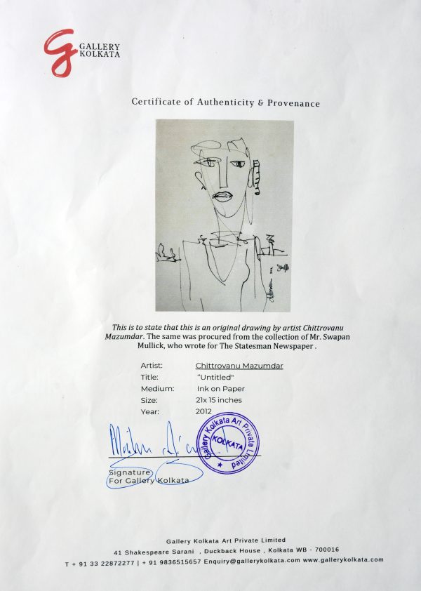 12. Untitled, Ink on Paper by Chittrovanu Mazumdar - Image 3