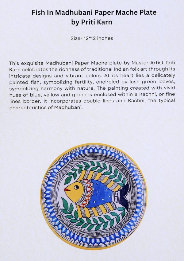 17. Fish In Madhubani Paper Mache Plate by Priti Karn - Image 2