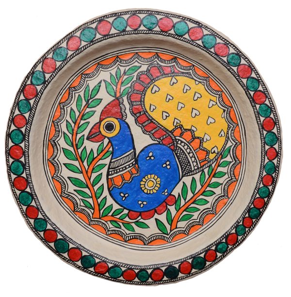 20. Peacock In Madhubani Paper Mache Plate by Priti Karn