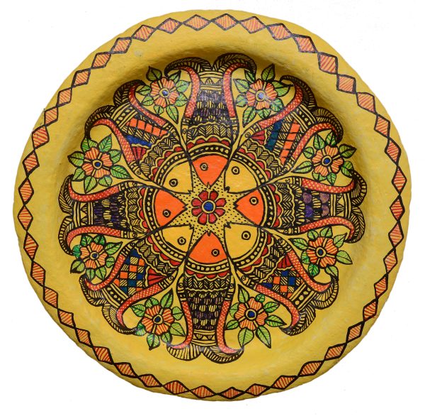 32. School of Fish Madhubani Paper Mache plate by Priti Karn