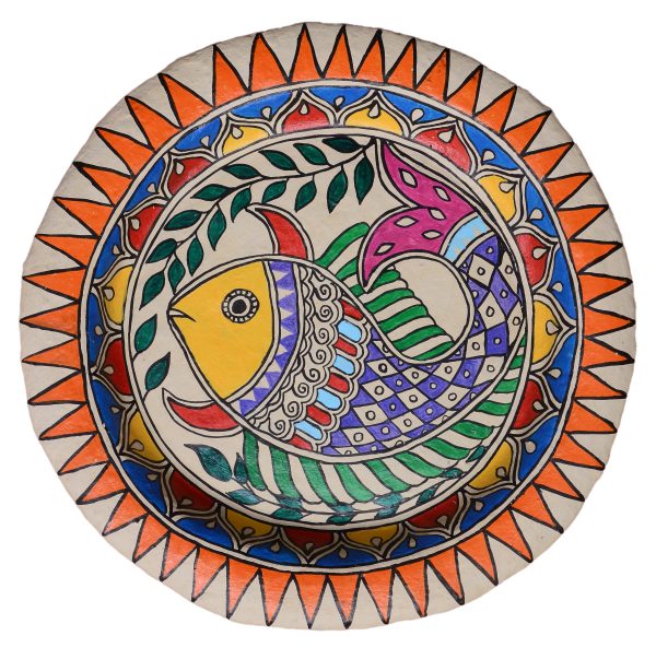 35. A Majestic Fish In Madhubani Paper Mache Plate by Priti Karn
